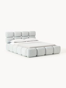 Cama estofada em bouclé com arrumação Tayla