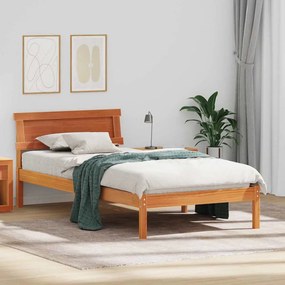 vidaXL Estrutura da Cama com cabeceira Marrom Cera 100 x 200 cm