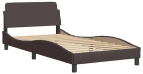 Cama com colchão 100x200 cm tecido castanho-escuro