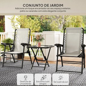 Conjunto de Mesa e Cadeiras de Jardim Móveis de Exterior Dobrável com