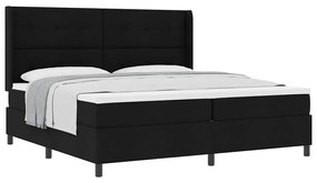 Cama com Estrado e Colchão Preto 200x200 cm Tecido