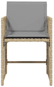 Cadeiras de jardim com almofadões 4 pcs vime PE bege misturado