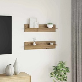 Prateleiras de Parede com prateleira 2 pcs Carvalho Artesanal