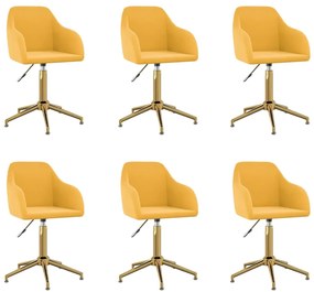 vidaXL Cadeiras de jantar giratórias 6 pcs veludo amarelo