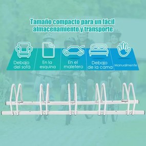 Suporte para bicicletas para 5 bicicletas Suporte para bicicletas para casa, jardim, garagem, parque 150 x 32,5 x 26 cm Prata