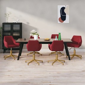 vidaXL Cadeiras de jantar giratórias 6 pcs veludo vermelho tinto