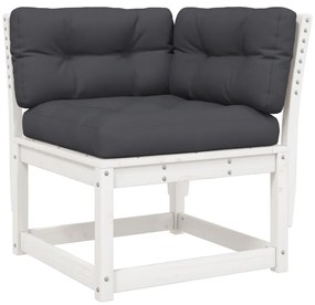 4 pcs conj. lounge de jardim c/ almofadões pinho maciço branco