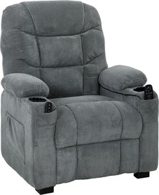 HOMCOM Poltrona relax elétrica com massagem e aquecimento, motor silencioso e função memória, Cinza escuro | Aosom Portugal