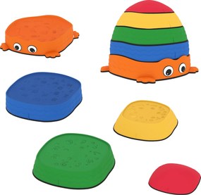 AIYAPLAY Conjunto de Pedras de Equilíbrio Empilháveis para Crianças de 5 Peças com Forma de Rã e Antiderrapantes Multicolor | Aosom Portugal
