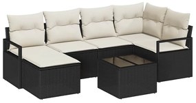 Conjunto de Sofás de Jardim 6 Peças com Almofadas em Rattan Sintético