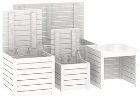 4 pcs conjunto de caixas de jardim pinho maciço branco