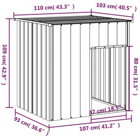 Casota para cães com telhado aço galvanizado antracite