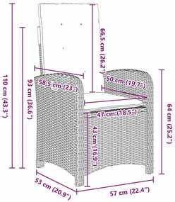Conjunto de Jantar de Jardim de 5 Peças com Almofadas Bege Rattan Poli