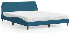 Cama com colchão 160x200 cm veludo azul