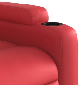 Poltrona reclinável elevatória elétrica couro artif. vermelho