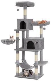 Torre para gatos slim com plataformas, escadas e ninho. | FEANDREA | 110 x 67 x 196 cm | PCT196W01V1.