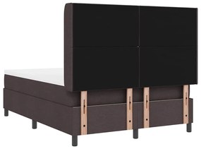 Cama Box com Colchão Marrom Escuro 140x190 cm em Tecido