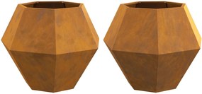 vidaXL Floreira 2 pcs Ferro Enferrujado 75 x 75 x 60 cm