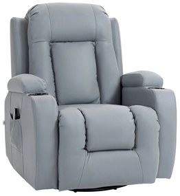 Poltrona de Massagem Reclinável até 150° com 8 Pontos de Massagem por Vibração Função de Aquecimento 85x94x104 cm Cinza