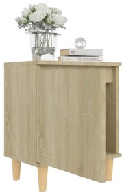 Mesa cabeceira pernas de madeira 40x30x50 cm carvalho sonoma