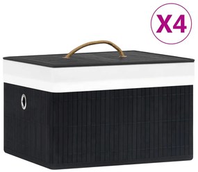 vidaXL Caixas de arrumação 4 pcs bambu preto