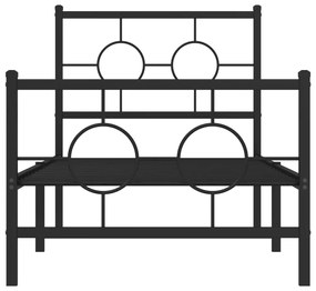 Estrutura de cama com cabeceira e pés 75x190 cm metal preto