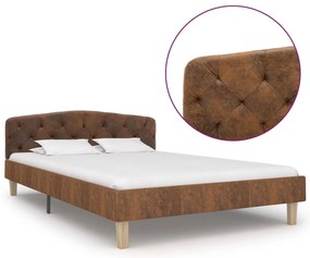 Estrutura de cama 120x200 cm camurça artificial castanho