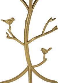 MESA DE APOIO COM PÁSSAROS, EM MÁRMORE Ø 38X60 CM DOURADO E BRANCO
