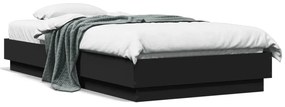 Estrutura de cama com luzes LED 90x190 cm preto