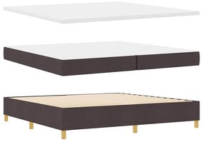 Cama Box Spring com Colchão &amp; LED Castanho Escuro 200x200 cm Tecido