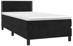 Cama box spring c/ colchão/LED 90x200 cm veludo preto