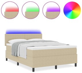 Cama Box com Colchão &amp; Luz LED Cinza Verde 140x200 cm Tecido de Veludo