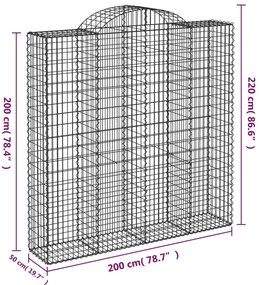 Cestos gabião arqueados 9pcs 200x50x200/220cm ferro galvanizado