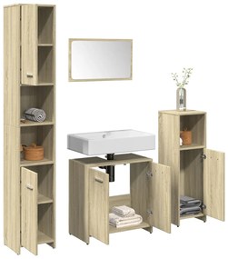 vidaXL 4 pcs conj. móveis casa banho derivados madeira carvalho sonoma