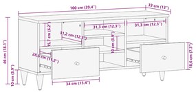 Móvel de TV 100x33x46 cm madeira de mangueira maciça