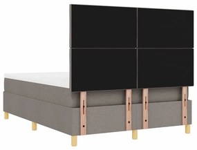 Cama Box Spring com Colchão &amp; LED Taupe 140x190 cm Tecido