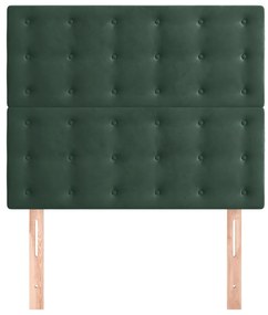 Cabeceira de cama 2 pcs veludo 80x5x78/88 cm verde-escuro