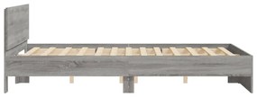 Estrutura de cama com cabeceira 140x200 cm cinzento sonoma