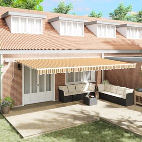 vidaXL Toldo Retrátil Manual com Listras LED Multicoloridas 600x350 cm