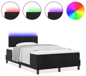 Cama Box com Colchão e LED Preto 120x200 cm Veludo