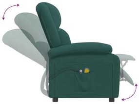 Poltrona de massagens elétrica tecido verde-escuro