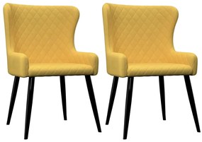 282522 vidaXL Cadeiras de jantar 2 pcs tecido amarelo