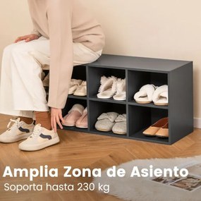 Banco sapateira com 8 cubos Armário de arrumação Estante de entrada Sala de estar Quarto Estante Carga 230 kg Cinzento