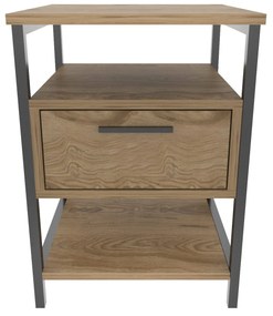 Mesa de Cabeceira Alba - Preto Carvalho - 45x45x61,8 cm