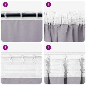 Cortinas 2 pcs Cinza Metálico 225 x 140 cm Poliéster