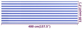Tela de varanda 120x400 cm PEAD azul e branco