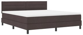 Cama Box Spring com Colchão Marrom Escuro 180x200 cm Tecido