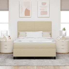 Cama Box Spring com Colchão Verde Claro Cinza 140x200 cm Tecido de Cor