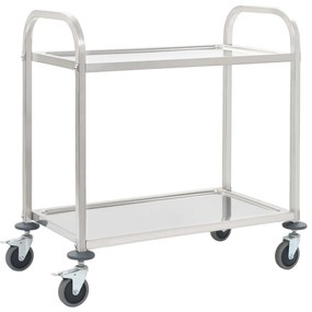 Carrinho de cozinha de 2 níveis 95x45x83,5 cm aço inoxidável
