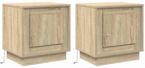 Criados-mudos com Luzes LED 2 pcs Carvalho Sonoma 44x34,5x45 cm